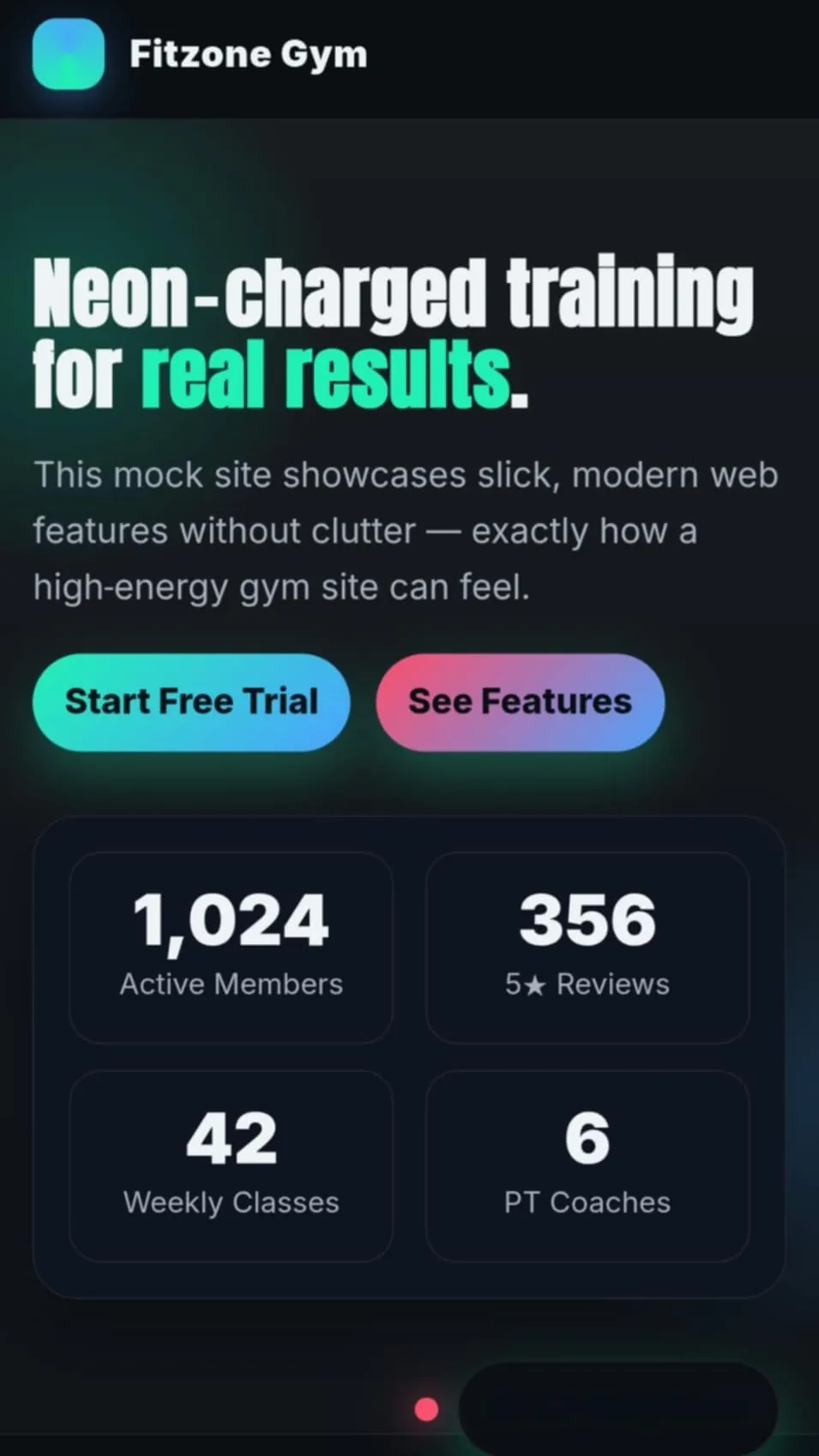 Fitzone Gym (Mock Project) — mobile preview